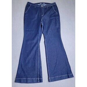 Old Navy Flare Jeans Womens 18 38x31 Trouser Dark Blue High Stretch Boho Hippie